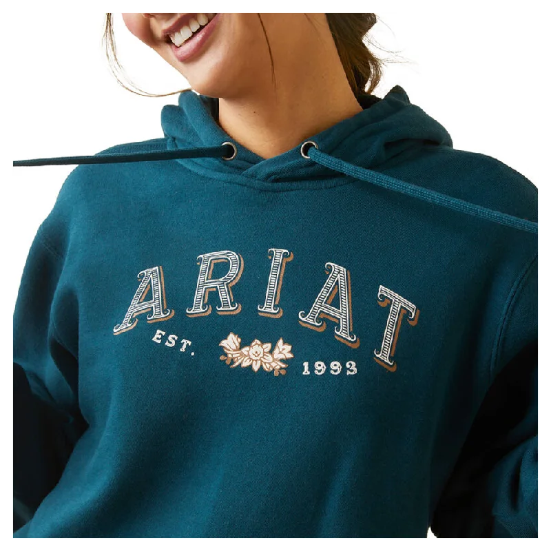 10046446 Ariat Women's REAL Flora Hoodie - Reflecting Pond