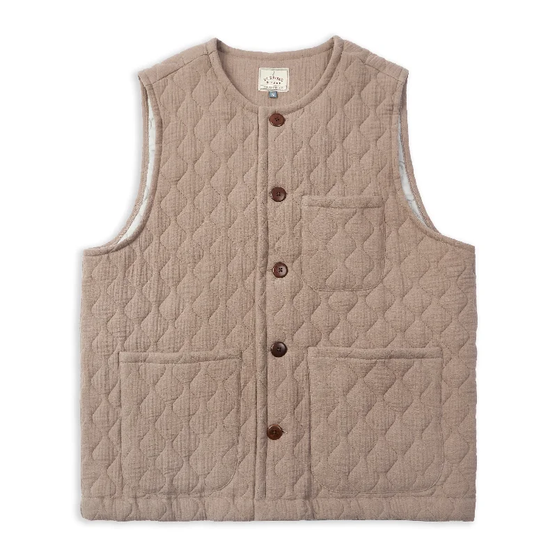 Burrows & Hare Quilted Cotton Kahn Gilet - Mocha