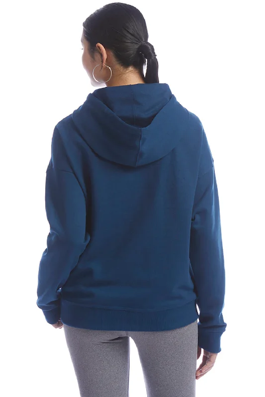 Champion Womens PowerBlend Relaxed Hooded Sweatshirt Hoodie - Late Night Blue