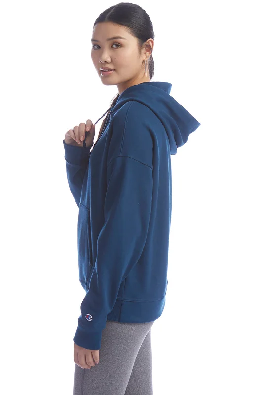 Champion Womens PowerBlend Relaxed Hooded Sweatshirt Hoodie - Late Night Blue