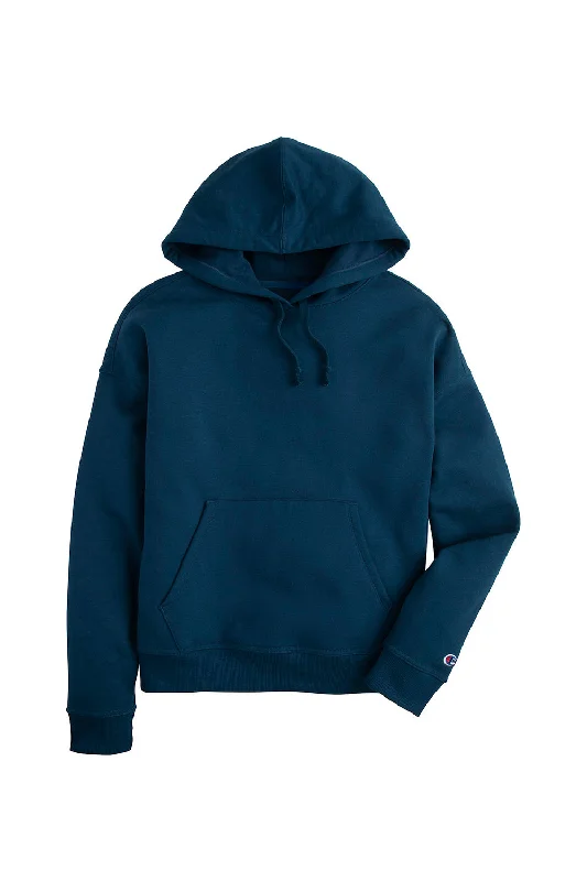 Champion Womens PowerBlend Relaxed Hooded Sweatshirt Hoodie - Late Night Blue