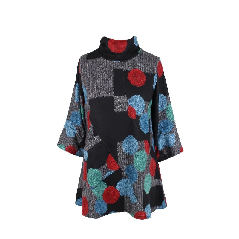 Damee Abstract Art Sweater Knit Tunic in Multi/Black - 9216