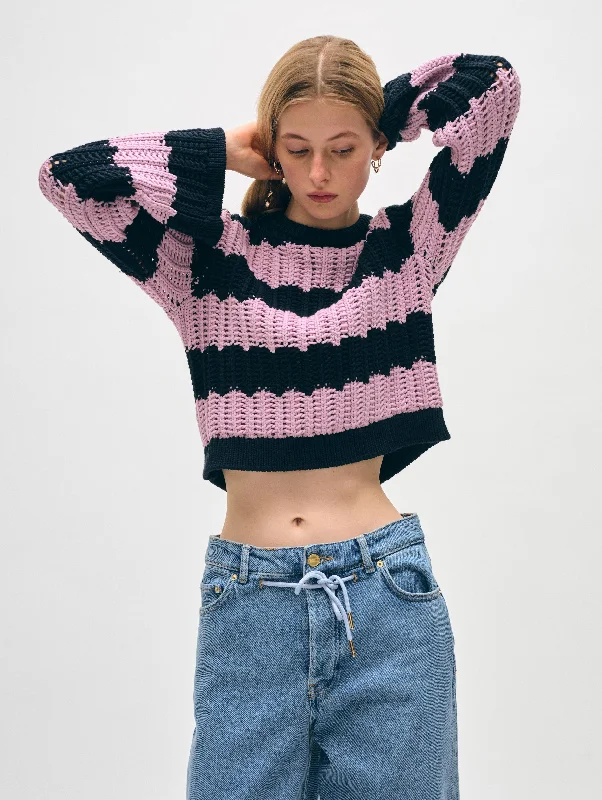 Cotton Rope Bell Sleeve Crewneck