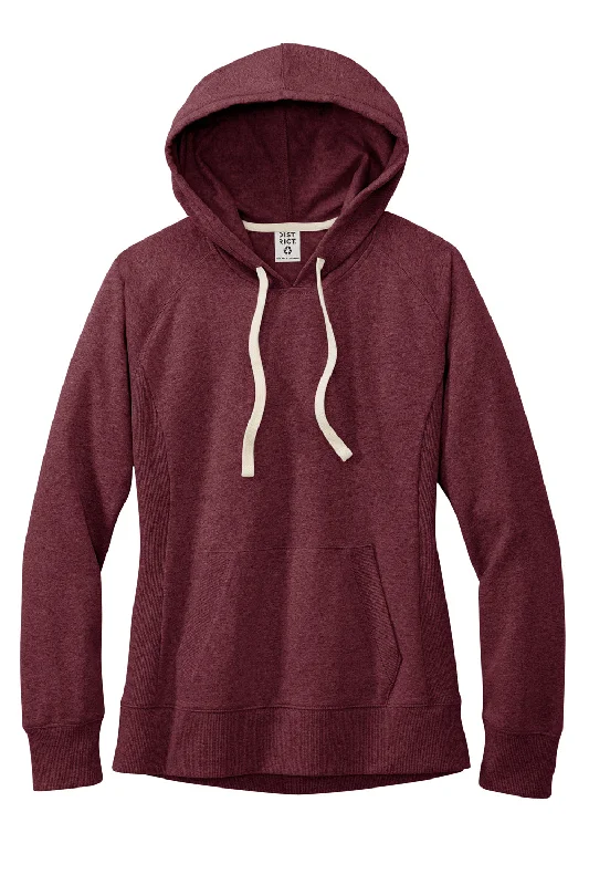 District Womens Re-Fleece Hooded Sweatshirt Hoodie - Heather Maroon