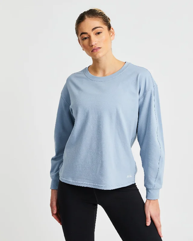 Essence Drawcord Jumper - Washed Blue