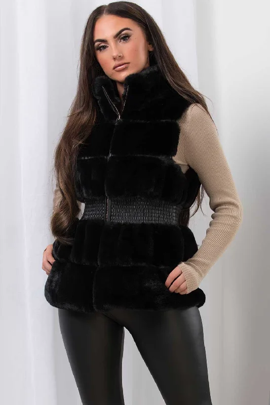 Faux Fur Gilet Black