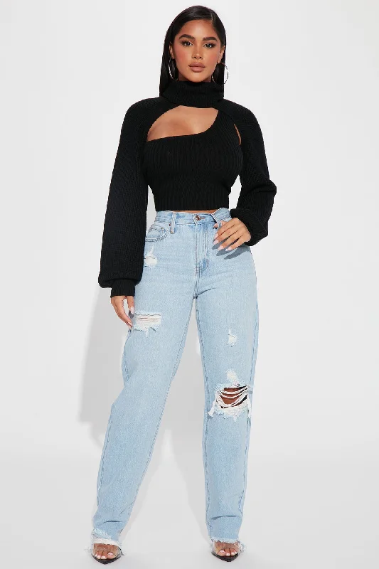 Feel It Out Turtleneck Sweater Set - Black