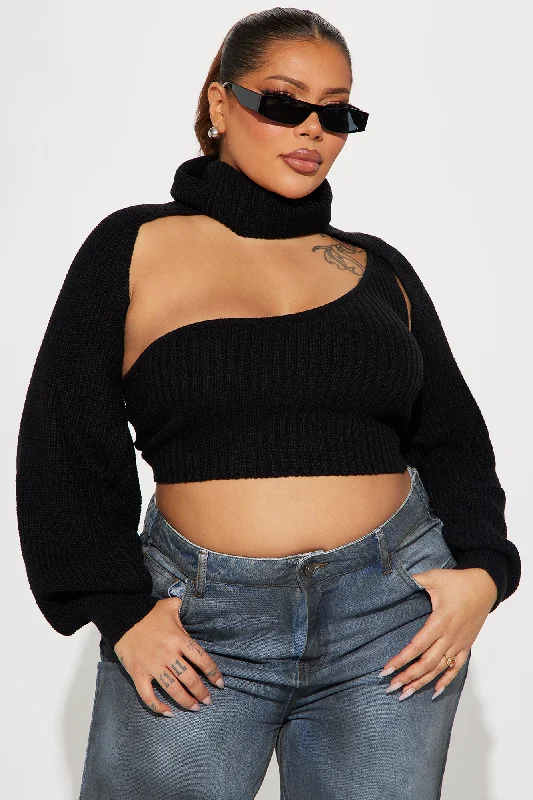 Feel It Out Turtleneck Sweater Set - Black