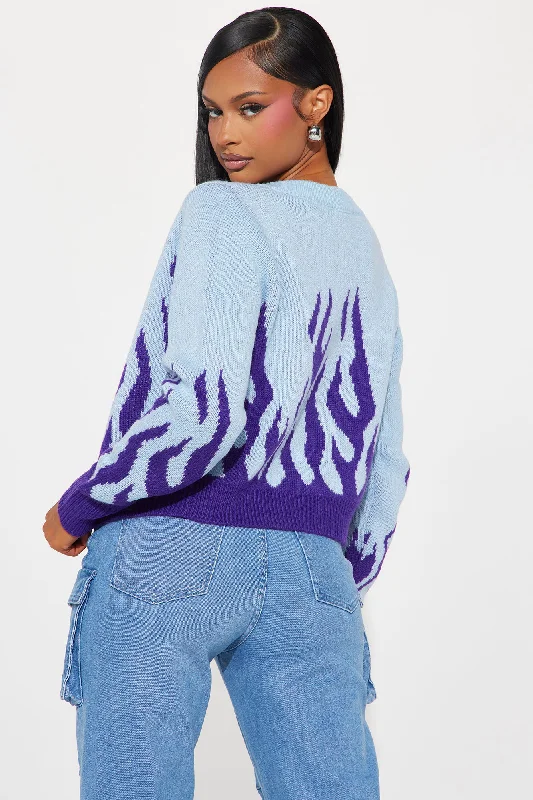 Feelin' The Heat Cropped Cardigan - Blue/combo