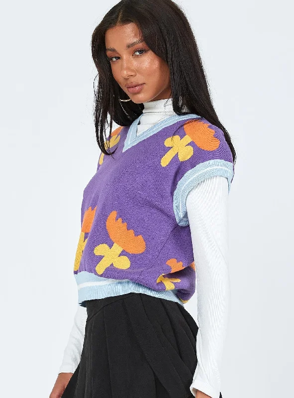 Flourishing Sweater Vest Purple