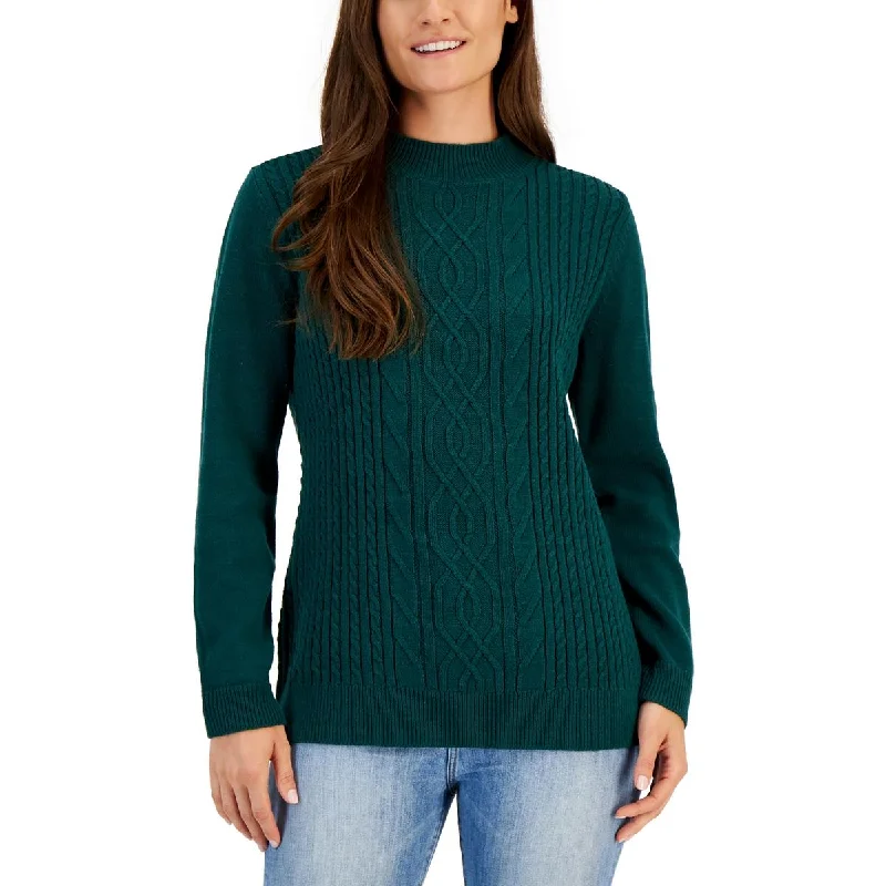 Karen Scott Womens Cable Knit Sweater Cable Knit Crewneck Pullover Sweater