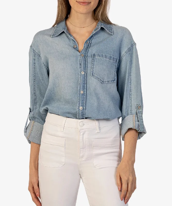 Leighton Long Sleeve Button Down (Light Wash)