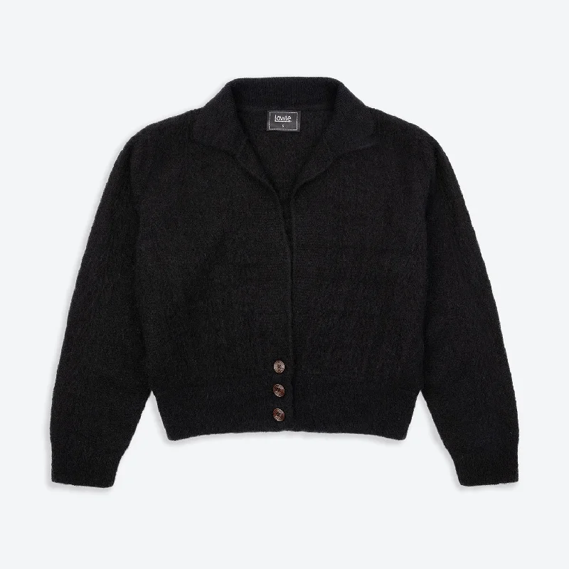 Lowie Alpaca Black Lacy Cardigan