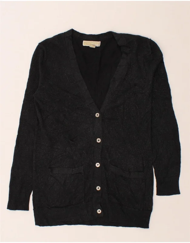 MICHAEL KORS Womens Cardigan Sweater UK 6 XS Black Cotton