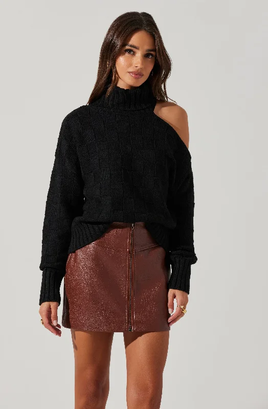 Mock Neck Cutout Sweater