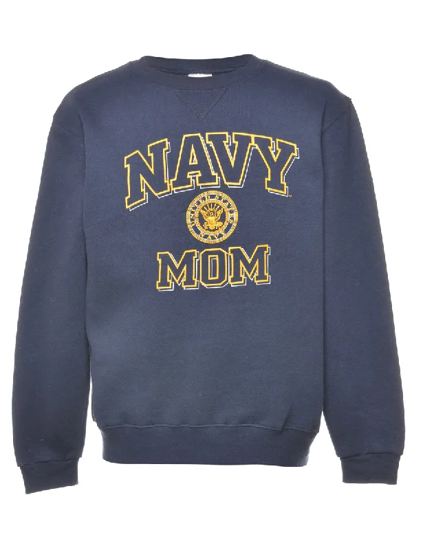 Navy Mom Printed Sweatshirt - M