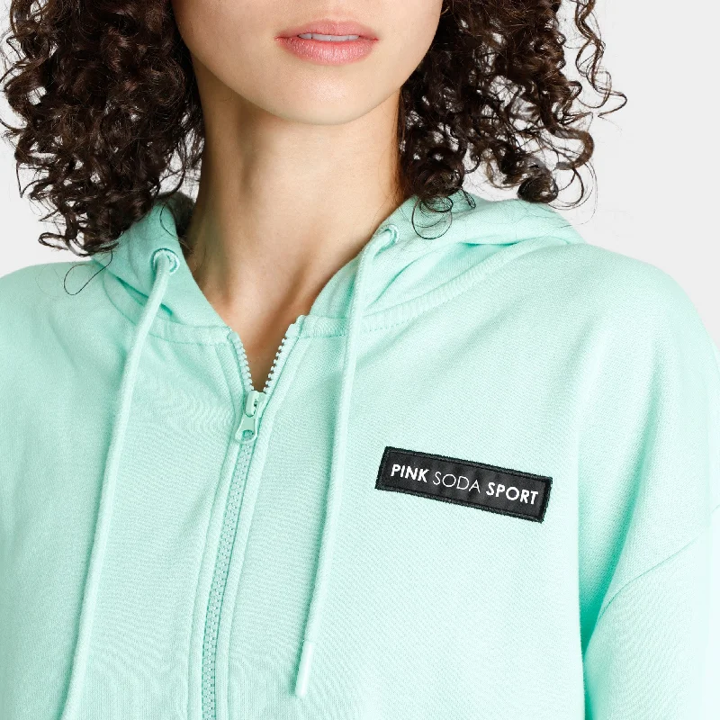 Pink Soda Womenâ€™s Badge Full-Zip Hoodie / Ice Green