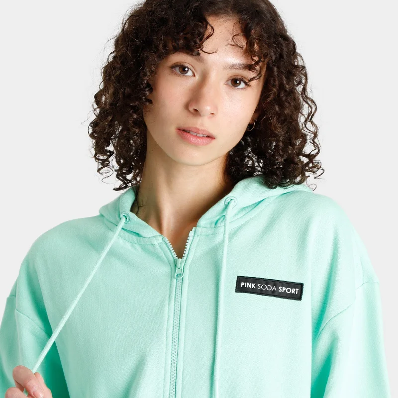 Pink Soda Womenâ€™s Badge Full-Zip Hoodie / Ice Green