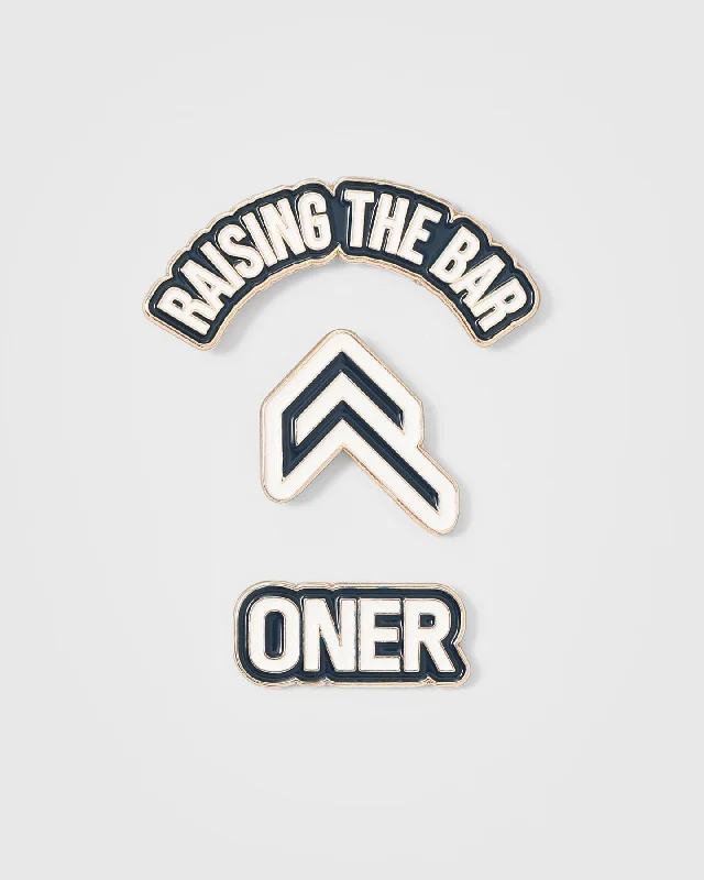 Raising The Bar Graphic Pins 3 Pack | Oil Blue/Off White