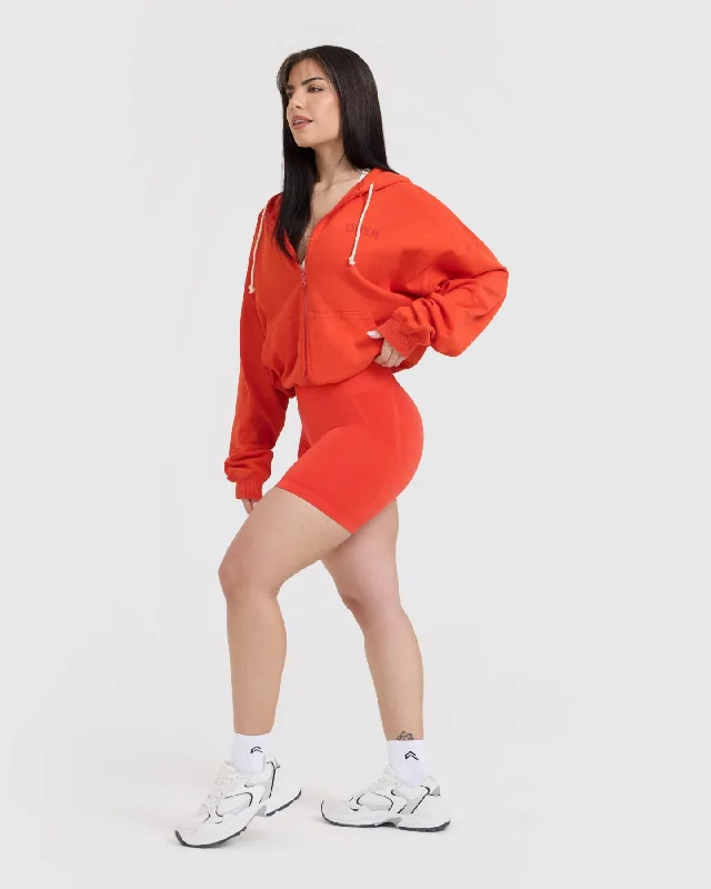 Raw Lounge Oversized Zip Hoodie | Charged Orange