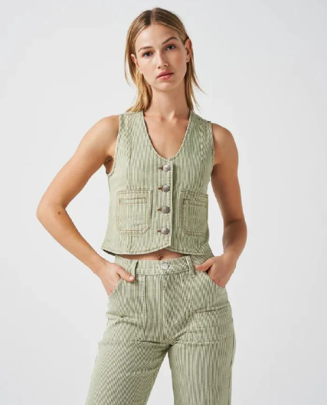 Seventy + Mochi Bea Khaki Stripe Waistcoat