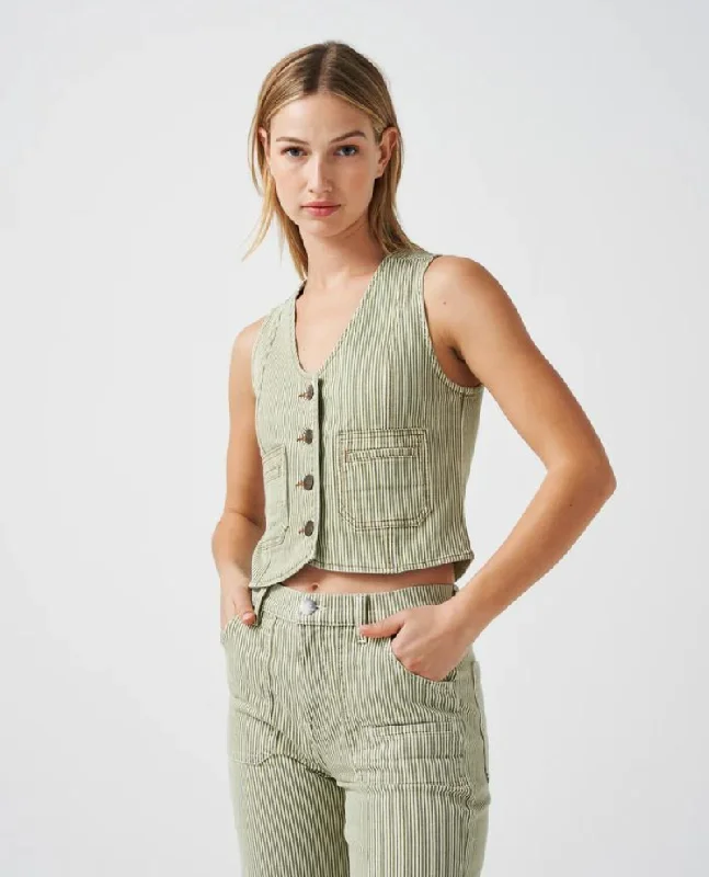 Seventy + Mochi Bea Khaki Stripe Waistcoat