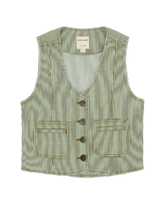 Seventy + Mochi Bea Khaki Stripe Waistcoat