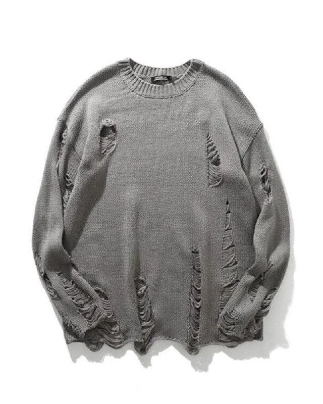 Streetwear Tattered Crewneck Sweater