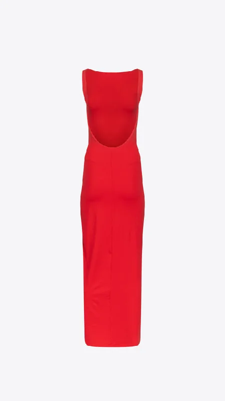 Low Back Tank Slit Dress - Perfect Red