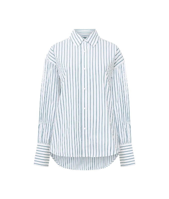 Rhodes Poplin Sleeve Detail Shirt - White