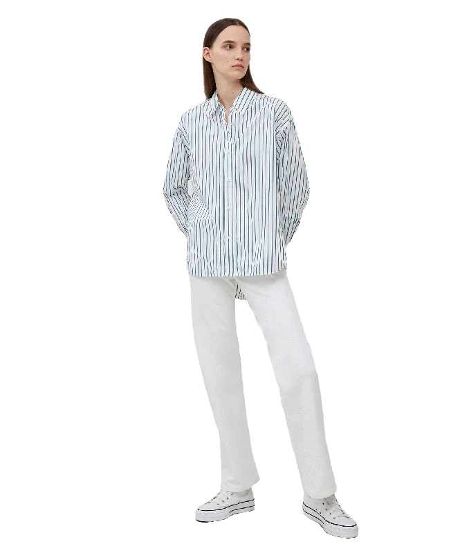 Rhodes Poplin Sleeve Detail Shirt - White