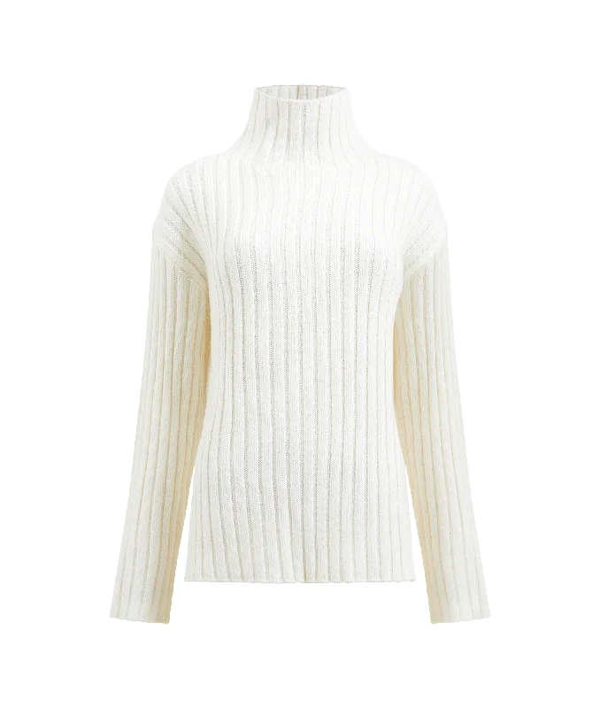 Winter Knit Mock Neck Jumper - White