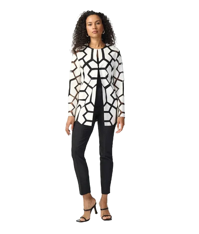 Laser-cut Leatherette on Mesh Jacket - White