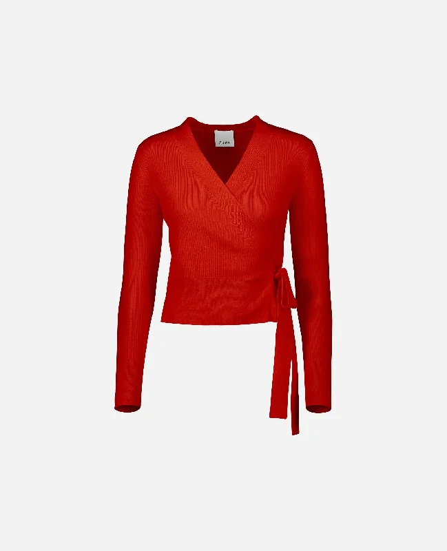 Strickjacke aus Wolle in Rot