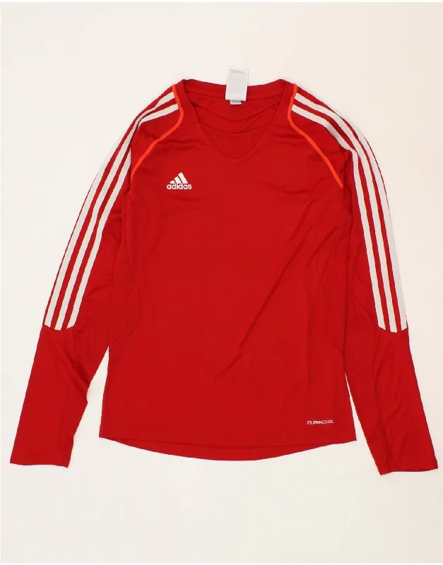 ADIDAS Womens Climacool Top Long Sleeve UK 12 Medium Red Polyester