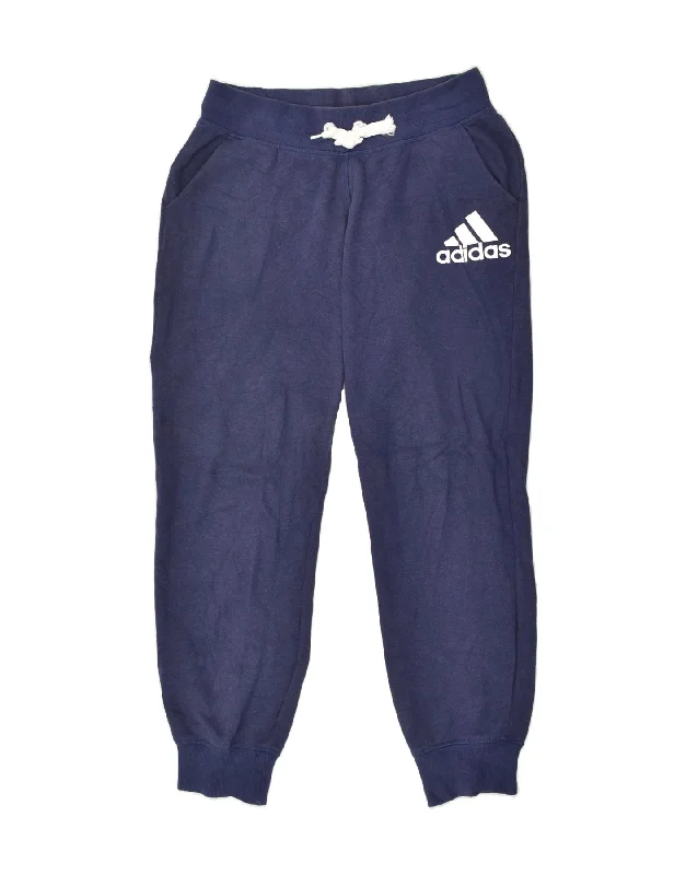 ADIDAS Womens Graphic Tracksuit Trousers Joggers UK 12/14 Medium Navy Blue