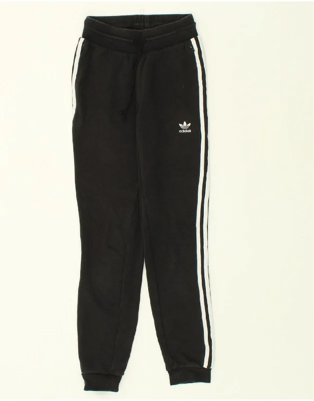 ADIDAS Womens Tracksuit Trousers Joggers UK 4 XS Black Cotton