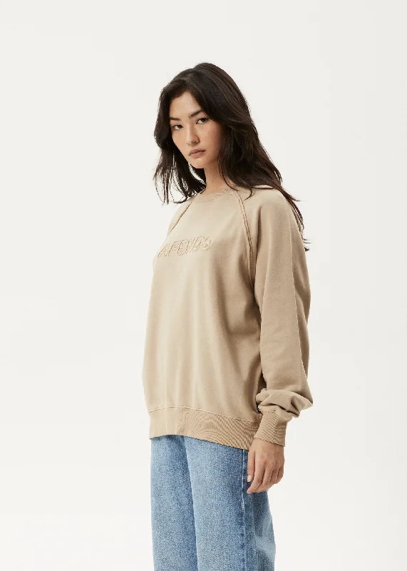 AFENDS Womens Cutback - Raglan Crewneck - Taupe