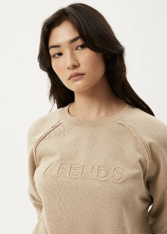 AFENDS Womens Cutback - Raglan Crewneck - Taupe