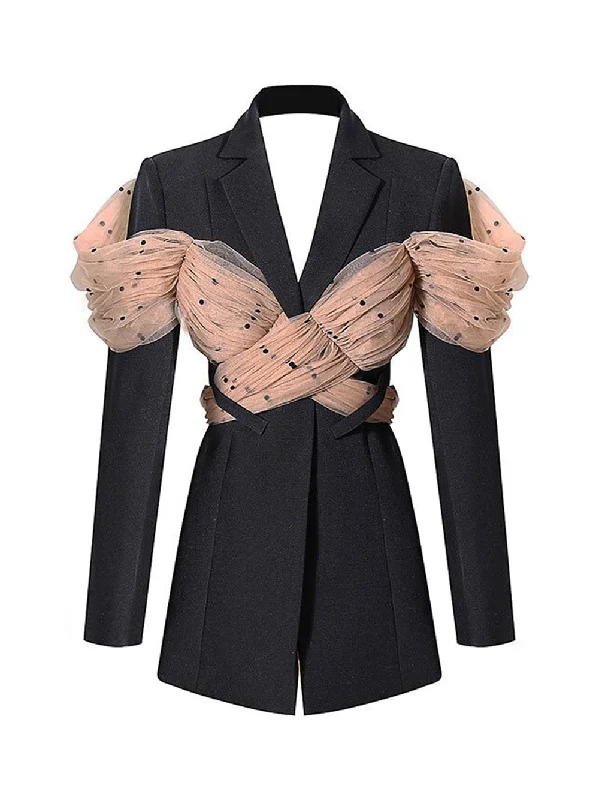 ARCO Blazer w Wrapped Mesh Bow-knot