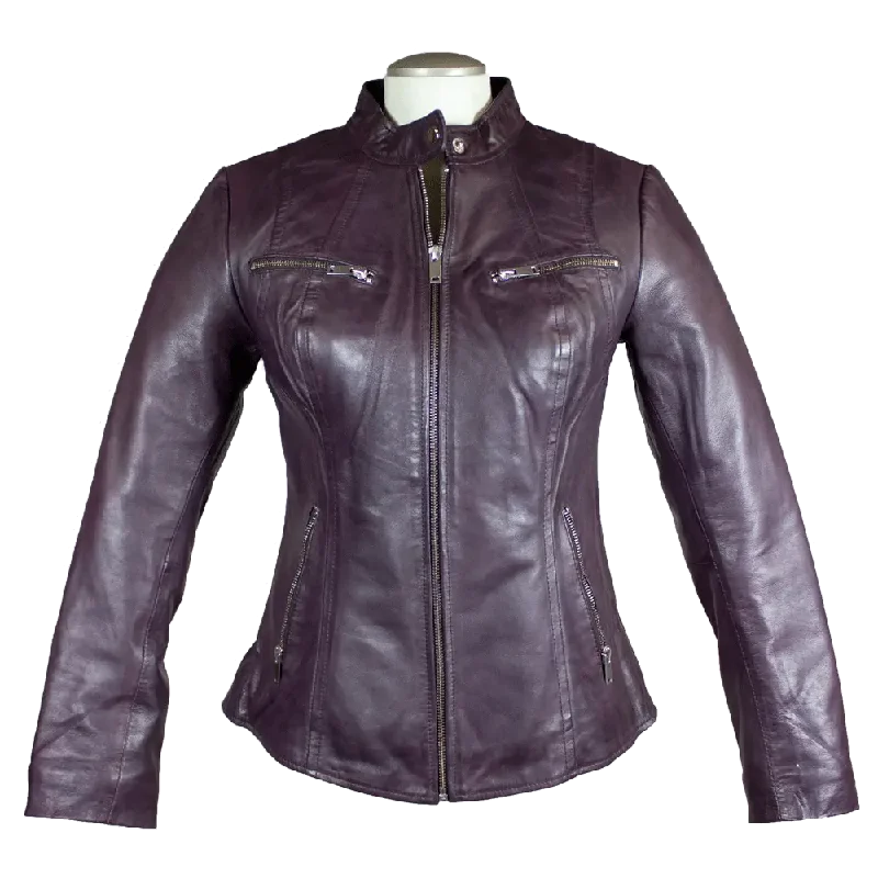 BOL Women's Zip Pocket Leather Jacket