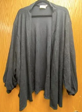 Black Fleece Cardigan with Dolman Sleeves