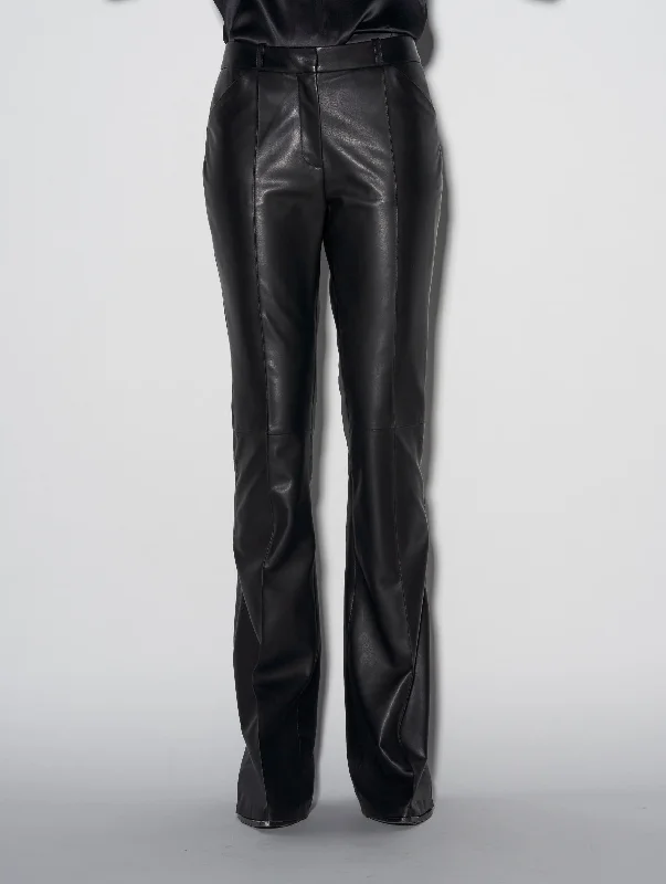 Black plongé leather bootcut trousers