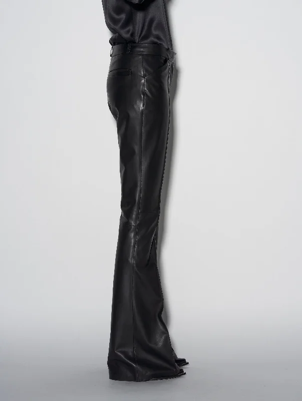 Black plongé leather bootcut trousers