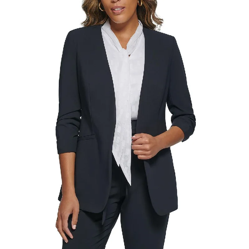 Calvin Klein Womens Ruched Business Open-Front Blazer