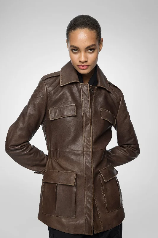 Camille - Cloudy Brown Leather Jacket