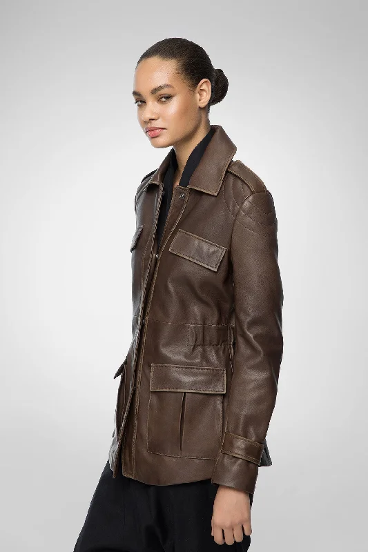 Camille - Cloudy Brown Leather Jacket