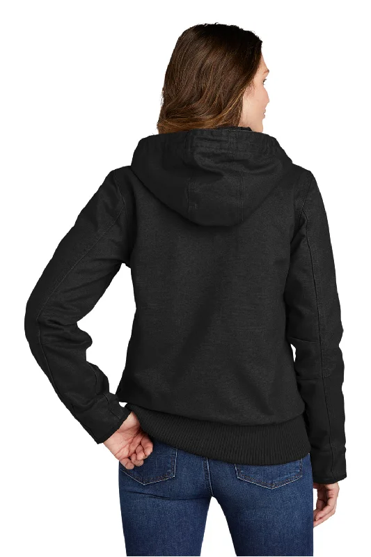 Carhartt Womens Active Washed Duck Full Zip Hooded Jacket - Black