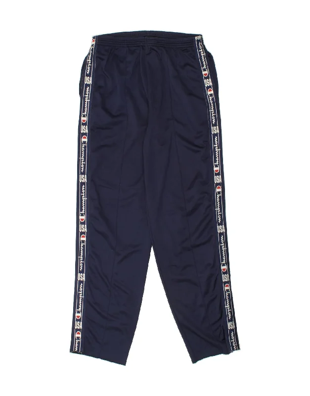 CHAMPION Womens Graphic Tracksuit Trousers XL Navy Blue Polyester