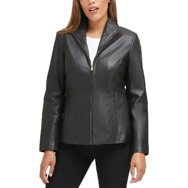 Cole Haan Women's Plus Size Scuba Leather Jacket